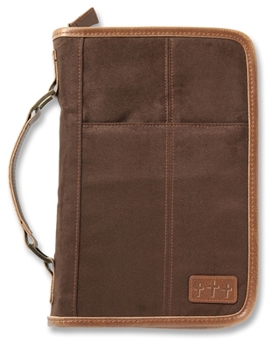 Misc. Aviator Bible Cover for Men, Zippered, with Handle, Suede, Brown, Extra Large Book