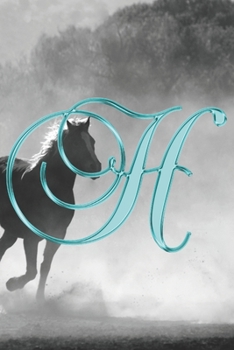 H Journal: A Monogram H Initial Capital Letter Notebook For Writing And Notes: Great Personalized Gift For All First, Middle, Or Last Names (Teal Turquoise Gold Horse Equestrian Animal Print)