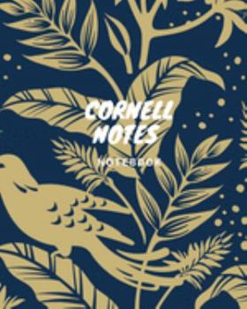 Cornell Notes Notebook: Blank line journal for high school, college, university student , men , Women , size 8X10 inches ,150 pages , Lecture, Note ... , awesome cover,navy blue, bird,gray