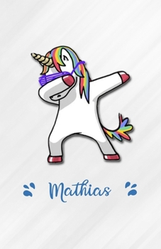 Paperback Mathias A5 Lined Notebook 110 Pages: Funny Blank Journal For Personalized Dabbing Unicorn Family First Name Middle Last. Unique Student Teacher Scrapb Book