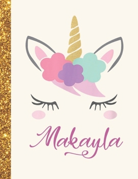 Makayla: Makayla Unicorn Personalized Black Paper SketchBook for Girls and Kids to Drawing and Sketching Doodle Taking Note Marble Size 8.5 x 11