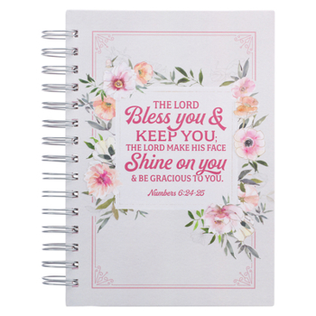 Spiral-bound Christian Art Gifts Journal W/Scripture Bless You Num. 6:24-25 Bible Verse Floral Stripes 192 Ruled Pages, Large Hardcover Notebook, Wire Bound Book