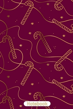 Notebook: golden Candy cane pattern journal with 110 lined pages , great christmas gift idea