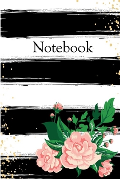 Paperback Notebook: Pink Roses Elegant girly cute Notebook 6x9 Inches 120 lined pages for notes, drawings, formulas - Organizer writing bo Book
