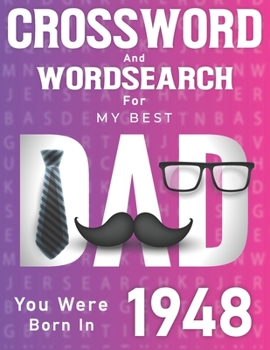 Paperback Born In 1948: Crossword And Word Search Book: Large Print Puzzles for Dad [Large Print] Book