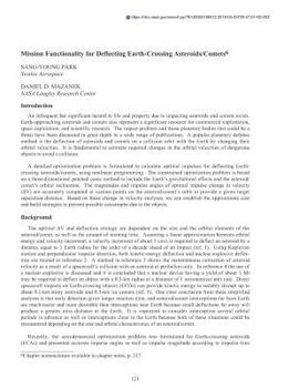 Paperback Mission Functionality for Deflecting Earth-Crossing Asteroids/Comets Book