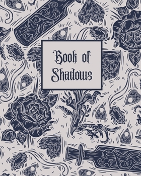Book of Shadows: Book of Spells Notebook | Blank SpellBook | Guided Grimoire Journal - 8x10 inches, 100 pages - B&W Hearts and Roses Alchemy Cover