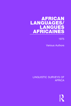 Paperback African Languages/Langues Africaines: Volume 1 1975 Book
