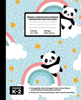 Paperback Primary Composition Notebook Handwriting Practice Paper: Panda Over Rainbow Blank Writing Sheets for Kindergarten to 2nd Grade Elementary Students, Sc Book