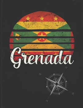 Grenada: Grenadian Vintage Flag Personalized Retro Gift Idea for Coworker Friend or Boss  Undated Planner Daily Weekly Monthly Calendar Organizer Journal