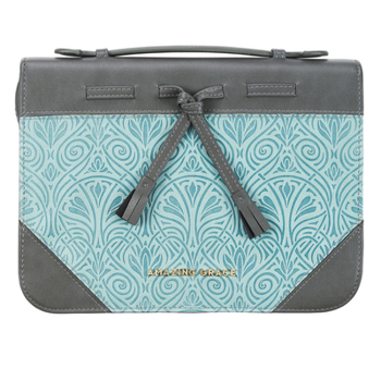 Misc. Bible Cover Large Gray & Turquoise Amazing Grace Book