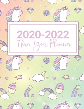 2020-2022 Three Year Planner: This Unicorn Rainbow Diamonds 3 Year planner, scheduler, organizer, features 8.5" X 11" size, with yearly, monthly, and ... and reminders. Includes Leap Year & Holidays.