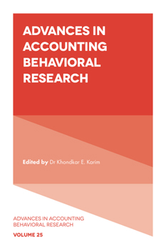 Hardcover Advances in Accounting Behavioral Research Book