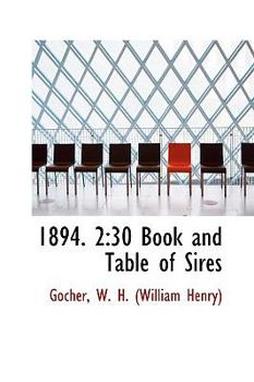 Paperback 1894. 2: 30 Book and Table of Sires Book