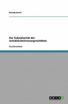 Paperback Zur Subsidiarität der Antidiskriminierungsrichtlinie [German] Book