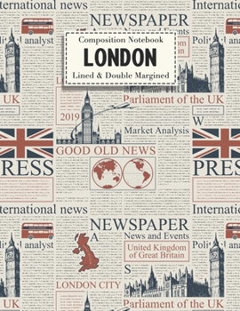 Paperback Composition Notebook: London Notebook - Lined & Double Margined Exercise Book - School & College Journal Book