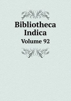 Paperback Bibliotheca Indica Volume 92 Book