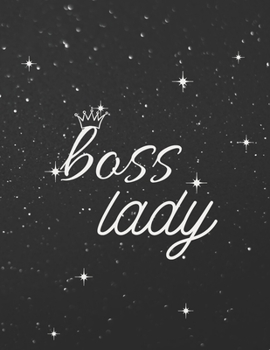 Boss Lady: Cute Large Letter Sized Notebook/Diary/Journal for Everyday Use Black with Diamond Star Background