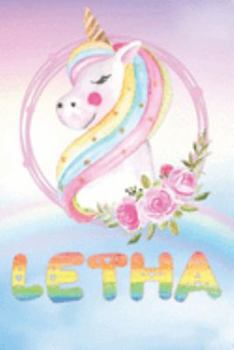 Paperback Letha: Letha's Unicorn Personal Custom Named Diary Planner Perpetual Calander Notebook Journal 6x9 Personalized Customized Gi Book