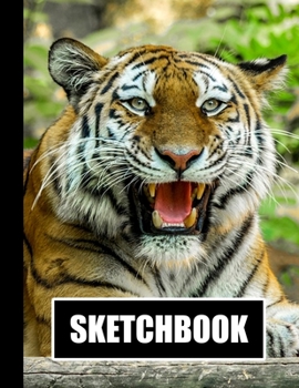 Paperback Sketchbook: Tiger Cover Design - White Paper - 120 Blank Unlined Pages - 8.5" X 11" - Matte Finished Soft Cover Book