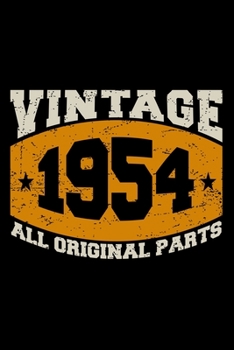 Vintage 1954 All Original Parts: Dot Grid Journal, Diary, Notebook, 6x9 inches with 120 Pages.