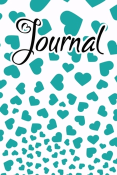 Paperback Journal: Turquoise Blue Falling Hearts White Background Book