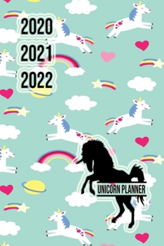 2020 2021 2022 Unicorn Planner: Colorful DatedUnicorn Weekly Planner Compact Handy Journal Notebook 7.44" x 9.69" 173 pages