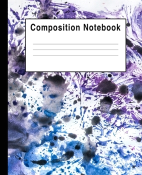 Paperback Composition Notebook: Blue Purple White Watercolor Abstract Art Book