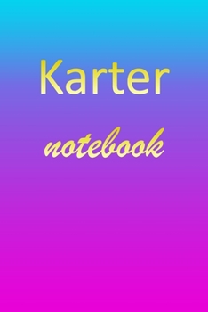 Karter: Blank Notebook | Wide Ruled Lined Paper Notepad | Writing Pad Practice Journal | Custom Personalized First Name Initial K Blue Purple Gold  | ... Homeschool & University Organizer Daybook