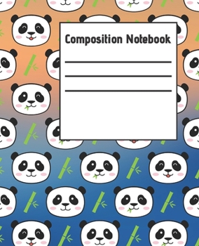 Paperback Composition Notebook: Panda Blank Wide Ruled Paper Notebook for Kids and Girls Book