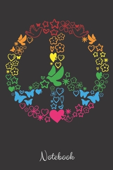 Paperback Notebook: PEACE Friedneszeichen - A5 - Kariert (K?stchen) 120 Seiten - Notizbuch - Tagebuch - Tagesplaner - Wochenplaner - Plane Book