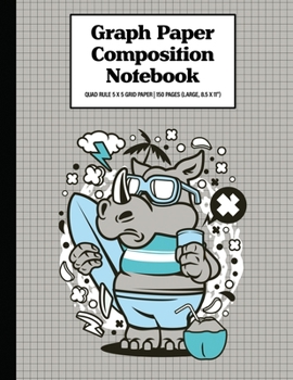Graph Paper Composition Notebook Quad Rule 5x5 Grid Paper | 150 Sheets (Large, 8.5 x 11"): Rhino Surfer