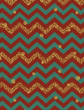 Paperback Graph Paper Notebook: Quad Ruled Graphing Paper, 200 Pages, Red Gold Green Chevron (8.5x11) Book