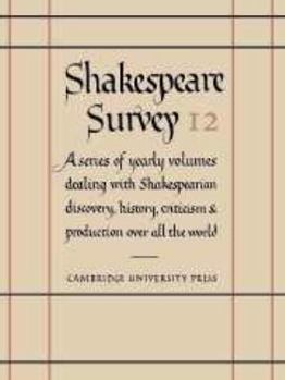 Hardcover Shakespeare Survey: Volume 12, Elizabethan Theatre (Shakespeare Survey, Series Number 12) Book