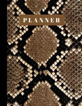 Paperback Planner: Snake Print Design Cover Undated Thirteen Month Scheduler Planner, Large Format 8.5"x11" With Daily Habit Tracker Incl Book