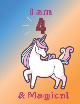 Unicorn SketchBook: I Am 4 & Magical With Unicorn Inside More Space for Sketching and Drawing and Writing Journal for Kids and Girls Marble Size 8.5in x 11in with 110 Pages