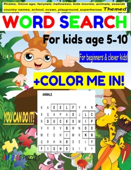 Paperback Themed Word Search for kids age 5-10 Book