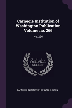 Paperback Carnegie Institution of Washington Publication Volume no. 266: No. 266 Book