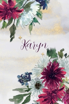 Karyn: Personalized Journal Gift Idea  for Women (Burgundy and White Mums)