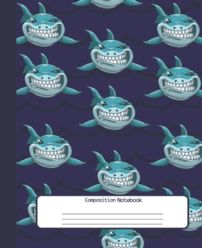 Paperback Composition Notebook: Wide Lined Ruled Paper Page Notebook and Journal for Boys and Girls with Cool Shark Pattern, Perfect Workbook for Writ Book