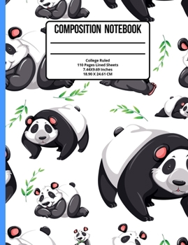 Paperback Composition Notebook College Ruled: Panda 110 Pages Book