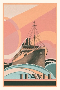 Paperback Vintage Journal Abstract Ocean Liner Travel Poster Book
