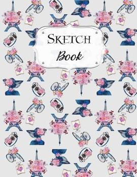 Paperback Sketch Book: Paris Sketchbook Scetchpad for Drawing or Doodling Notebook Pad for Creative Artists #3 Blue Pink Eiffel Tower Book