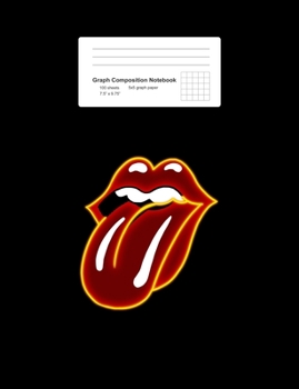Graph Composition Notebook: Mouth with Tongue Sticking Out Retro 70s 80s Lip Icon Gift - Black Math, Physics, Science Exercise Book - 5x5 Graph Paper ... Teens, Boys, Girls - 7.5"x9.75" 100 pages