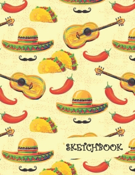 Paperback Sketchbook: Tacos & Guitar Fun Framed Drawing Paper Notebook Book