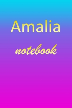 Paperback Amalia: Blank Notebook - Wide Ruled Lined Paper Notepad - Writing Pad Practice Journal - Custom Personalized First Name Initia Book
