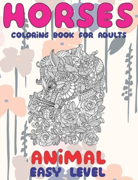 Paperback Coloring Book for Adults Easy Level - Animal - Horses Book