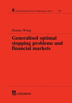 Paperback Generalized Optimal Stopping Problems and Financial Markets Book