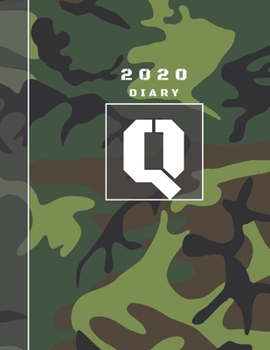 Paperback Personalised 2020 Diary Week To View Planner: A4 Letter Q Dark Green And Black Camo Camouflage Organiser And Planner For The Year Ahead, School, Busin Book