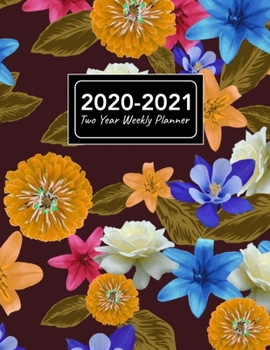 2020-2021 Two Year Weekly Planner: 8.5x11 Tropical Flowers Vintage Floral Pattern 2 Year Weekly Planner, Organizer, Journal, Notebook & To Do list Gift For Men, Women, Teen Girls, Boys